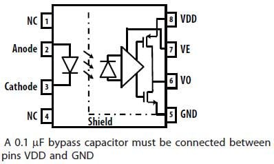Mechanical Drawing - Broadcom ACPL-061L Digital CMOS Optocouplers Mechanical Drawing - Broadcom ACPL-061L Digital CMOS Optocouplers
