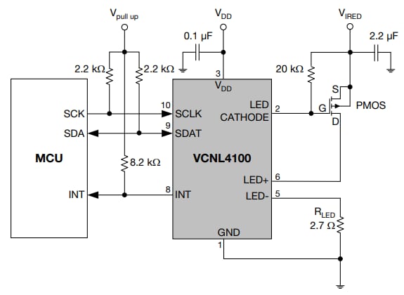 Vishay VCNL3020-GS08 Proximity Sensor and Infrared Emitter 200mm 10-Pin