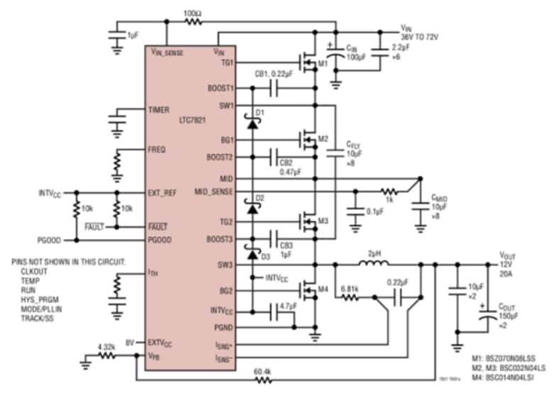 Application Circuit Diagram - Analog Devices Inc. LTC7821 Hybrid Step-Down Synchronous Controllers Application Circuit Diagram - Analog Devices Inc. LTC7821 Hybrid Step-Down Synchronous Controllers