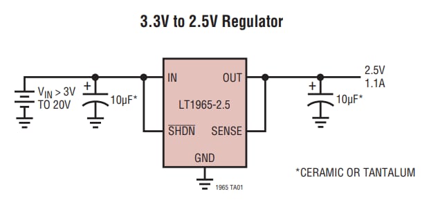 Application Circuit Diagram - Analog Devices Inc. LT1965 Low Dropout Linear Regulators Application Circuit Diagram - Analog Devices Inc. LT1965 Low Dropout Linear Regulators