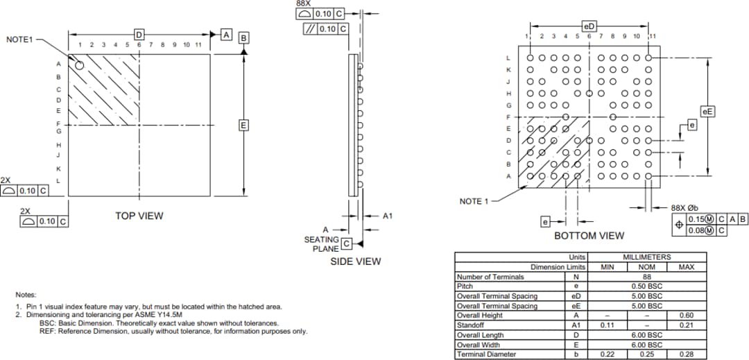 Mechanical Drawing - Microchip Technology ATMXT640UD maXTouch® Touchscreen Controller Mechanical Drawing - Microchip Technology ATMXT640UD maXTouch® Touchscreen Controller